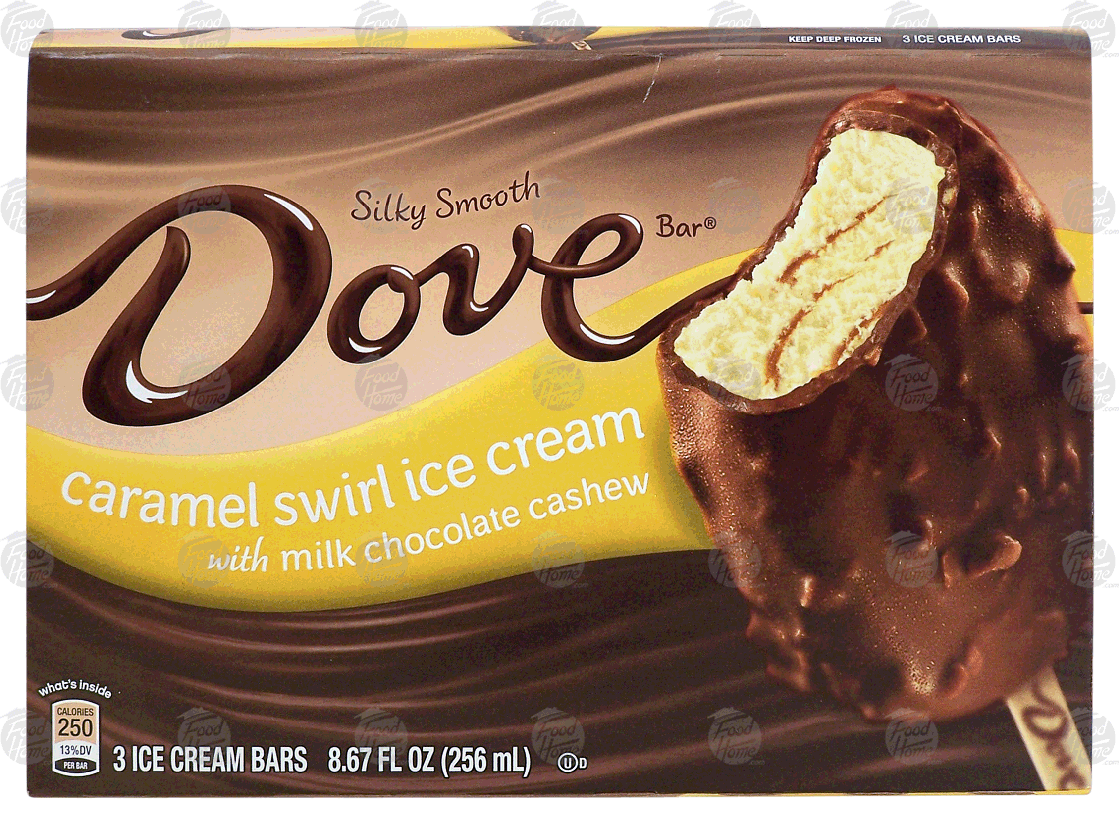 Dove  caramel swirl ice cream with milk chocolate cashew, 3 ice cream bars Full-Size Picture